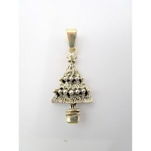 Sterling Silver 925 Vintage Christmas Tree Star Necklace Pendant Mexico